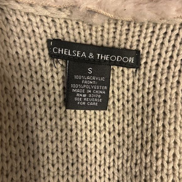 Chelsea & Theodore Faux Suede, Faux Suede Open Front Sweater Cardigan, Sz. S. - Picture 8 of 10